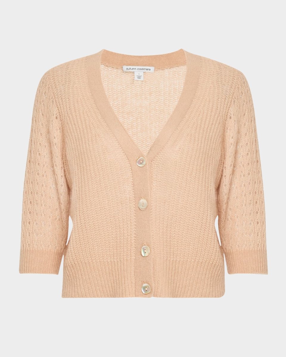 Cashmere-Silk Mixed Stitch Cardigan